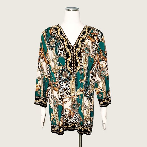 JM Collection Tops - JM Collection Beaded Print Top NWOT